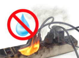 Never use water on electrical fire