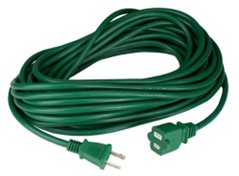 Green 2-prong extension cord.