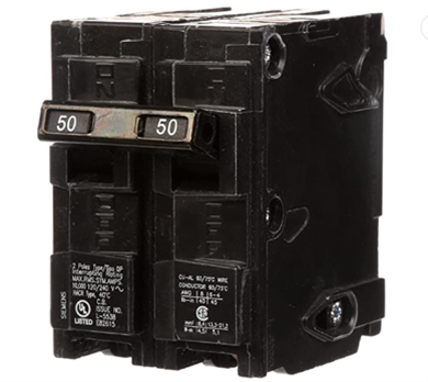 Double-pole 50 amp circuit breaker